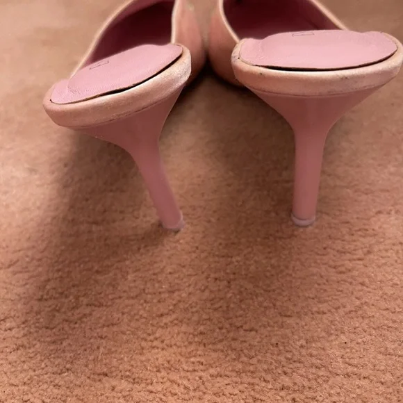 Escada Authentic Pink Silk Kitten Heel Mules Size 7.5B - Picture 8 of 10